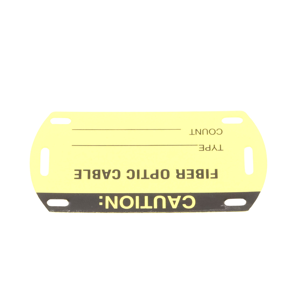 Kit de 5 Etiquetas Autolaminadas para Fibra Óptica, Para Uso Interior/Exterior, Dimensiones de 90.42 x 52.32 mm, Color Negro con Amarillo