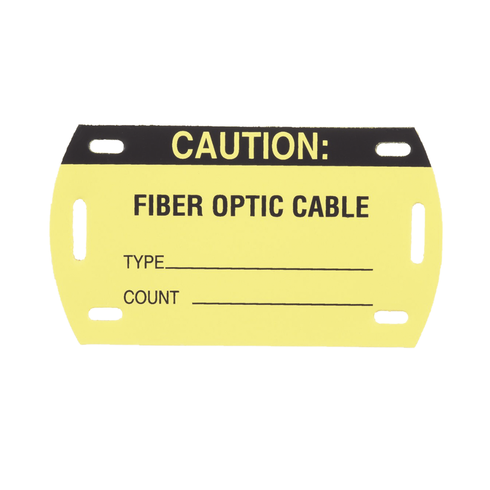 Kit de 5 Etiquetas Autolaminadas para Fibra Óptica, Para Uso Interior/Exterior, Dimensiones de 90.42 x 52.32 mm, Color Negro con Amarillo