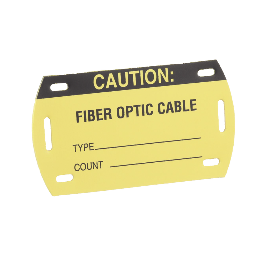 Kit de 5 Etiquetas Autolaminadas para Fibra Óptica, Para Uso Interior/Exterior, Dimensiones de 90.42 x 52.32 mm, Color Negro con Amarillo