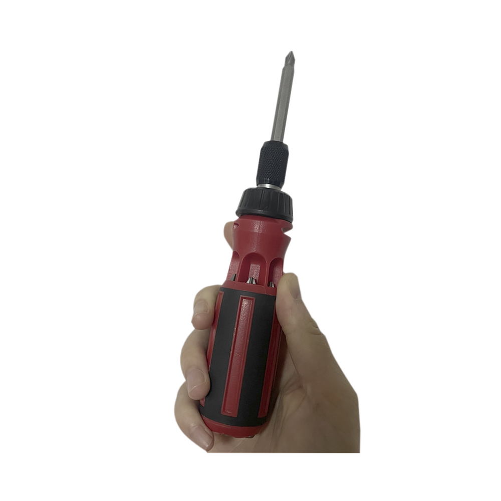Desarmador 6 en 1 con Mango de Agarre Plástico (Torx de Seguridad #10 y #20, Hexagonal #5, PH0, PH2, Plana #5)