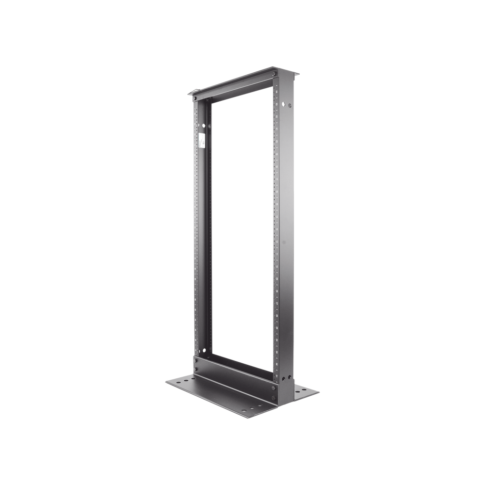 19" Standard Two-Post Rack, Numbered and Threaded Rails #12-24, Aluminum Construction, 24 Rack Units, Black