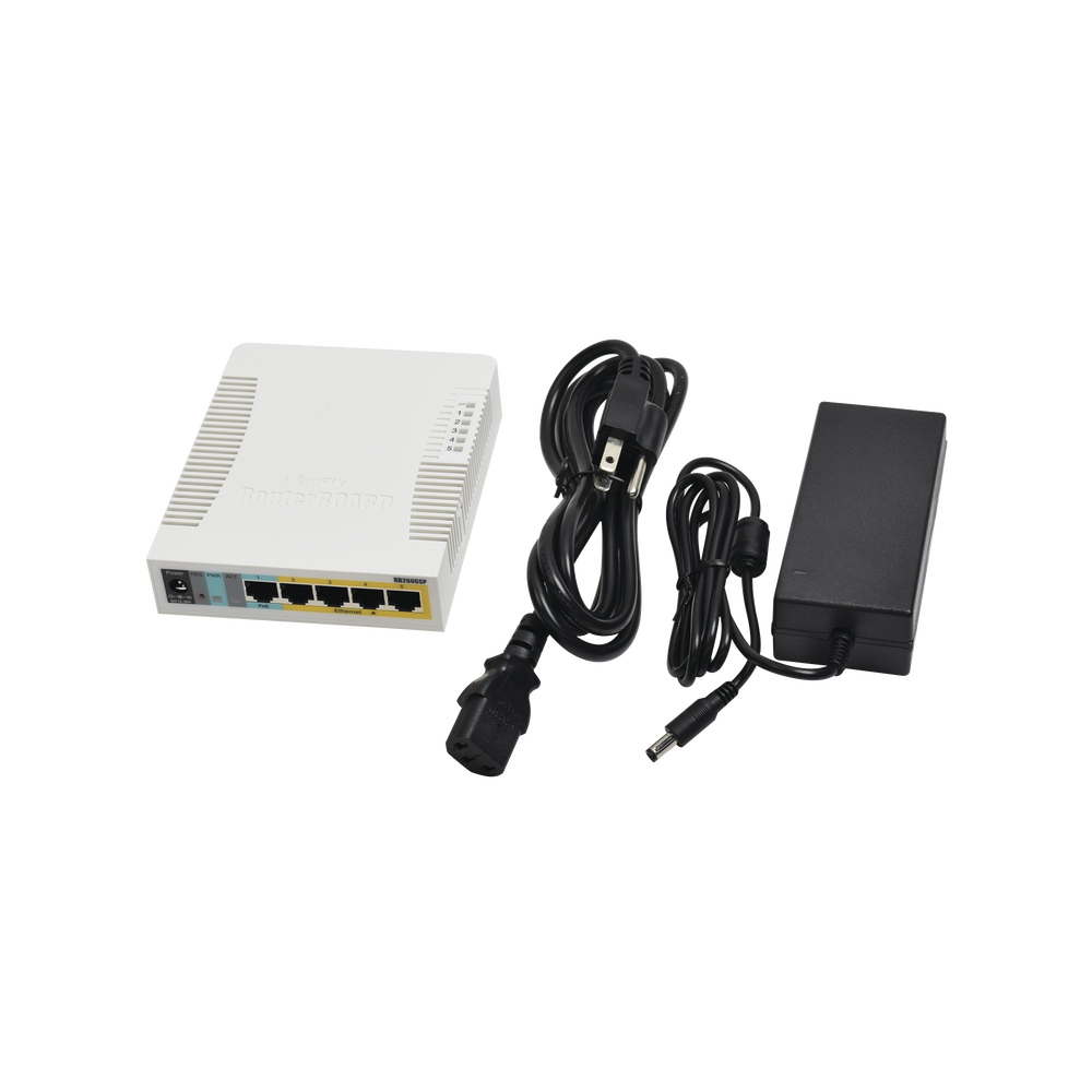 (RB260GSP) Switch Mikrotik 5 puertos PoE (Pasivo) (1in/4out) Gigabit Ethernet y 1 SFP