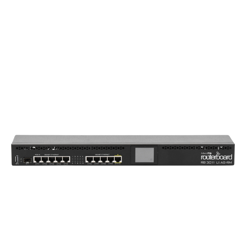 RouterBoard, 2-Core CPU, 10 Gigabit Ethernet Ports, 1 SFP Port, 1 GB Memory, Level 5 License, Rack Mount