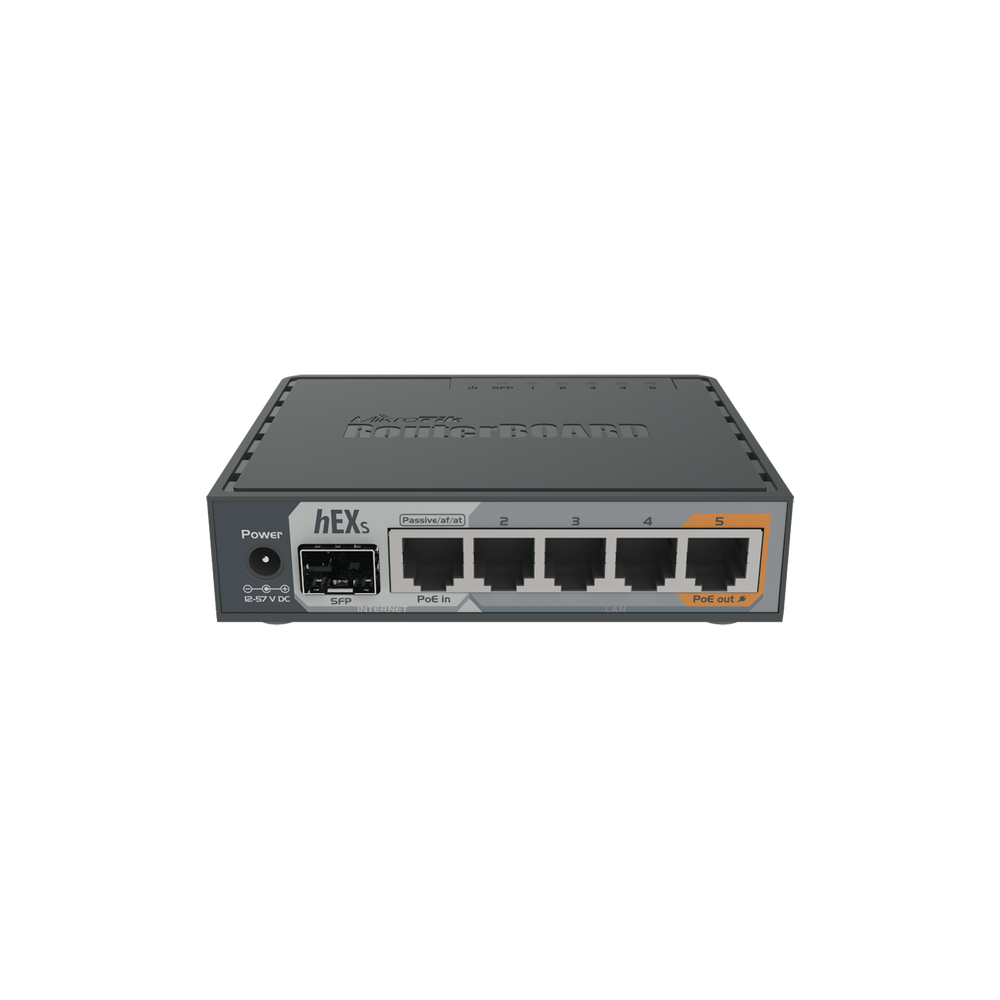 (hEX S) Dual Core Router, 5 Gigabit ports, 1 SFP port, PoE in, PoE Out