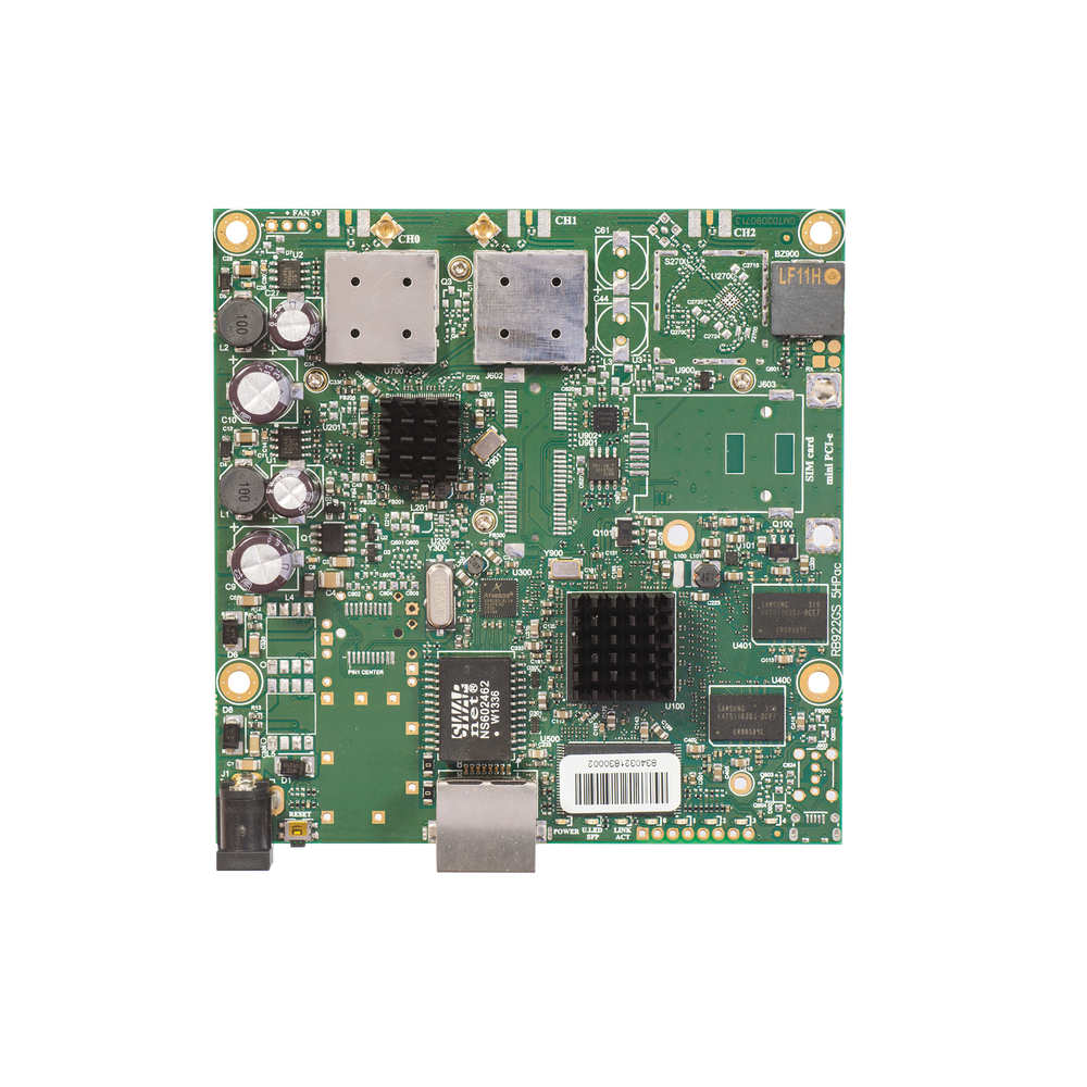 RouterBoard Inalámbrico en 5GHz a/n/ac, 1 Puerto Gigabit, CPU 720MHz, Licencia Nivel 3 (Solo Cliente).