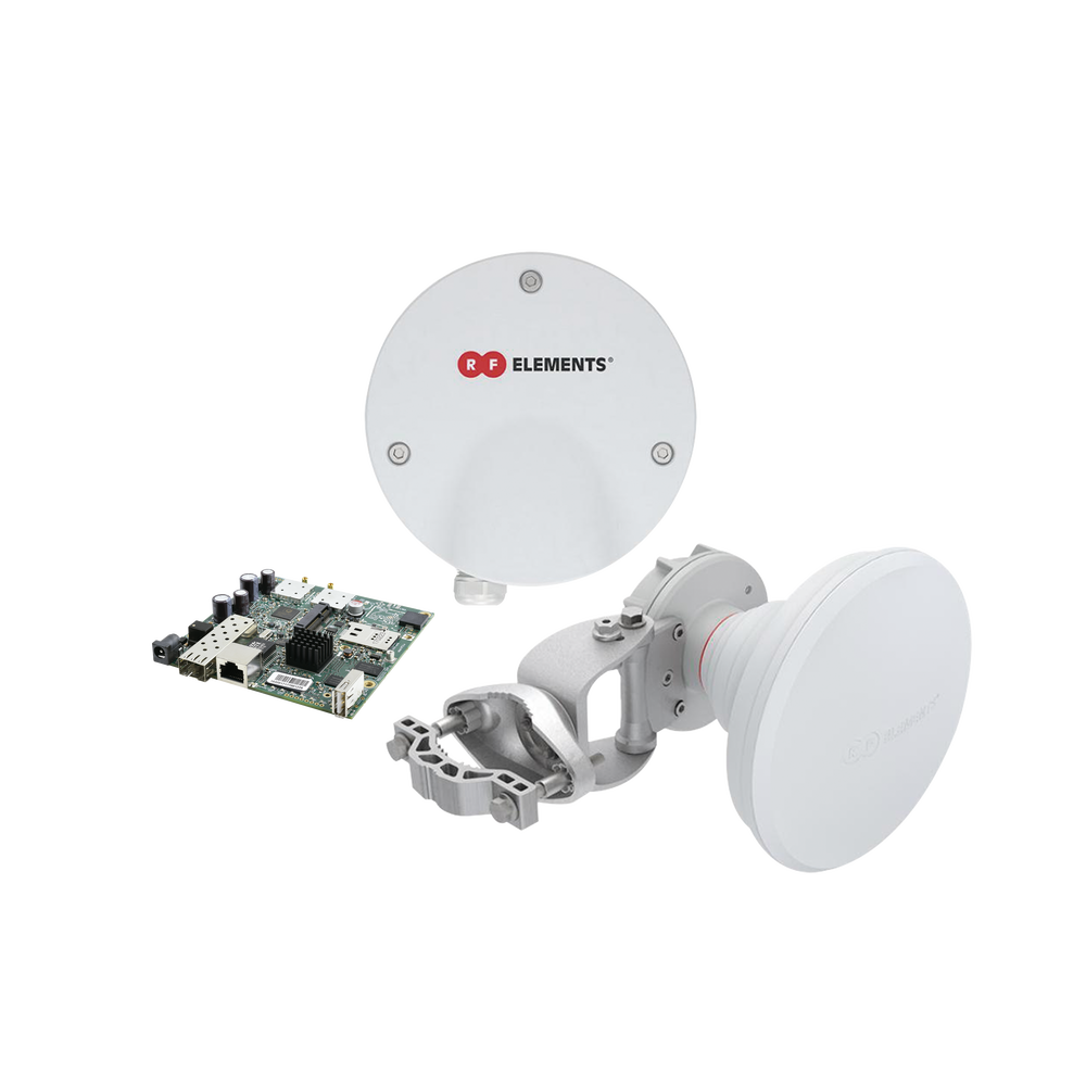 Kit RF Elements con Mikrotik incluye tablilla RB922UAGS-SHPACD con TwistPort y antena simétrica de 60 grados