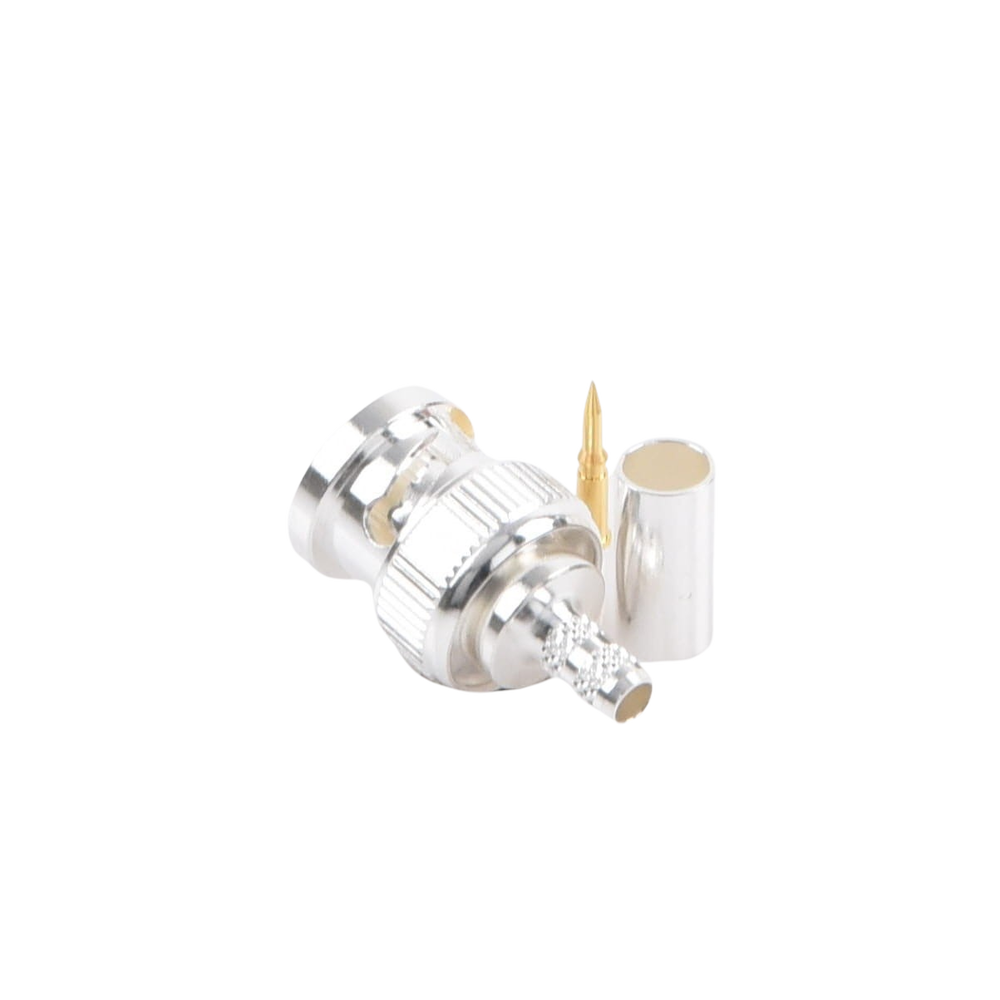 Conector BNC Macho de Anillo Plegable para Cable LMR-195, RG-58/U, RG-142/U, Plata/Oro/Teflón.