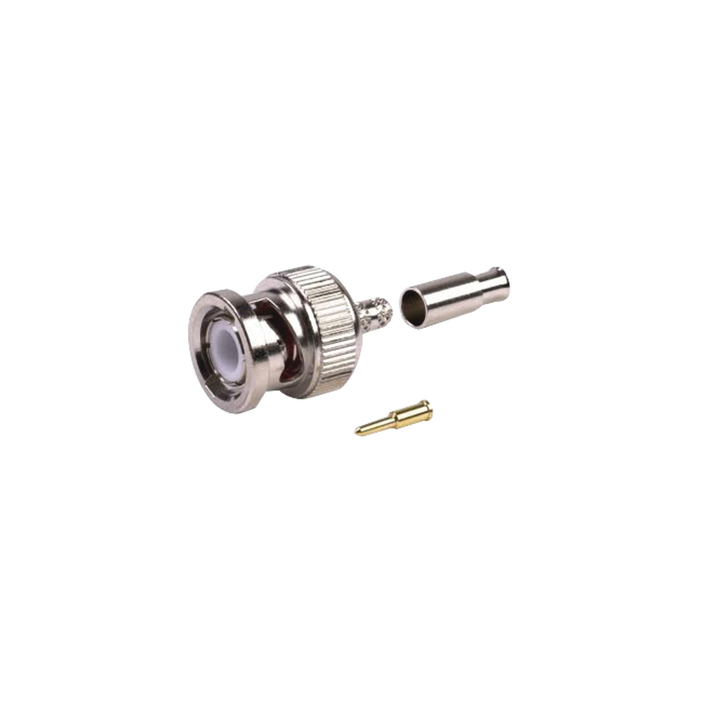 Conector BNC Macho de Anillo Plegable para Cables RG-174/U, 8216, Niquel/ Oro/ Teflón.