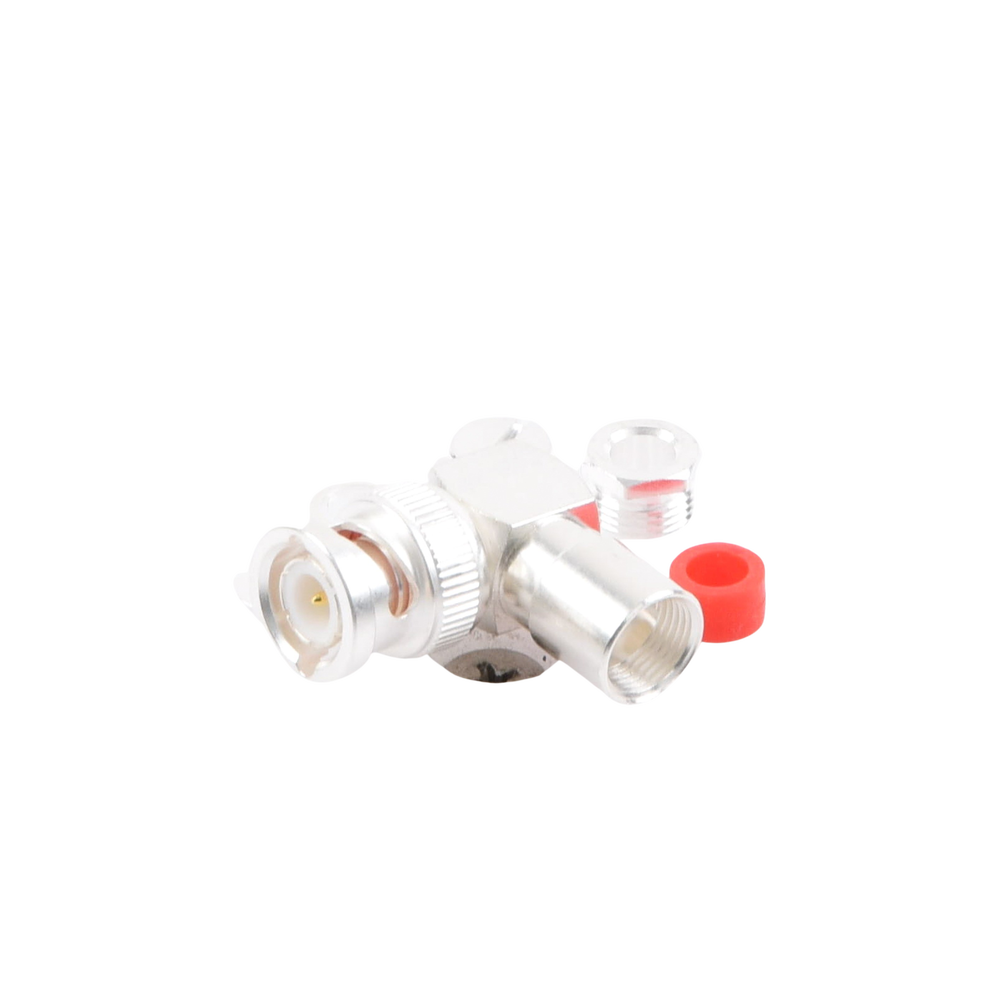 BNC Male Right Angle Thread Connector for LMR-195, RG-58/U, RG-142/U, Silver/Gold/Teflon.