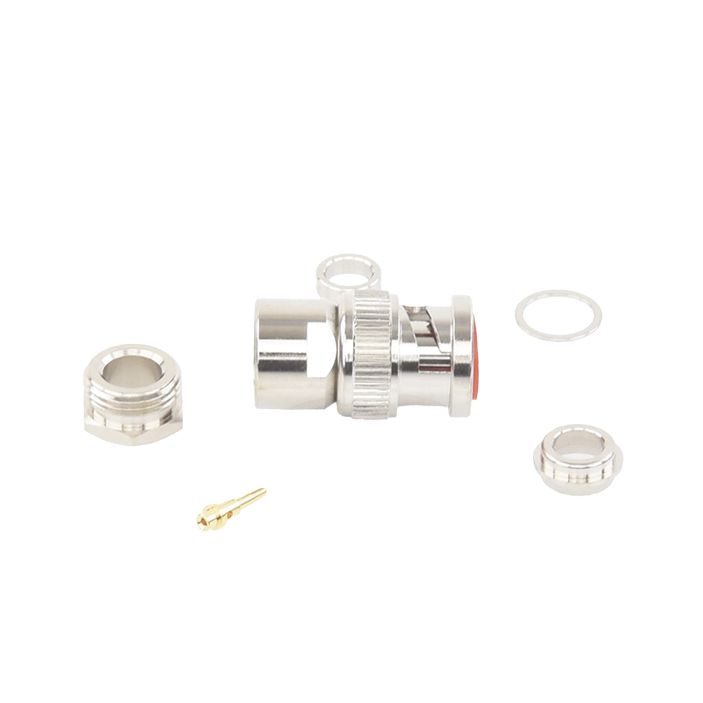 BNC Male Threaded Connector for Assembly on RG-59/U Cable, Nickel/Gold/Teflon.