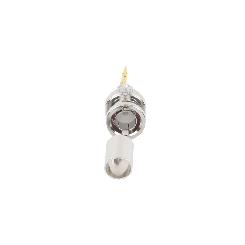 Conector BNC Macho de Anillo Plegable para Cable Belden 8281 tipo RG-59/U, Níquel/ Oro/ Delrin.