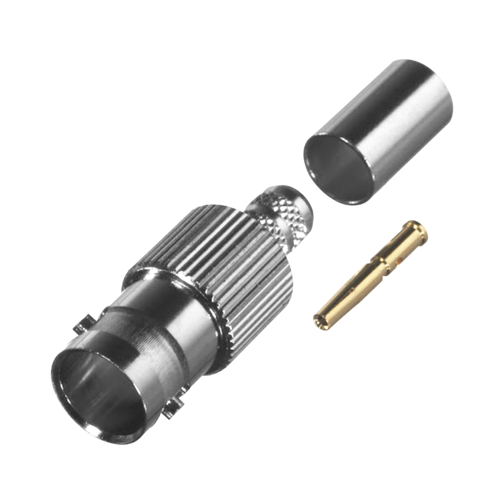 Conector BNC Hembra de Anillo Plegable para Cable COMMSCOPE 735 Grupo K, Níquel/ Oro/ Teflón.