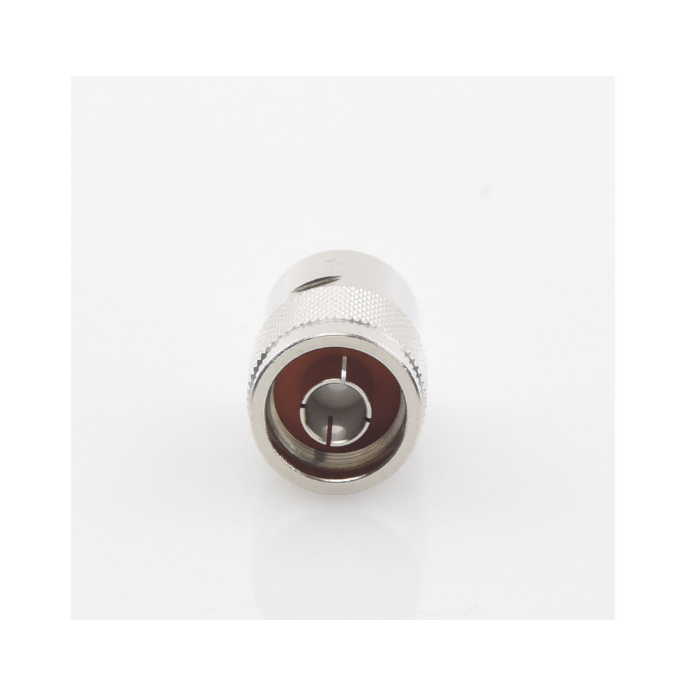 N Male Threaded Connector on Cables with AWG-11 or 13 Center Conductor type RG-213/U (8267), RG-214 (8268), RG-8/U (8237), Nickel/Gold/Teflon.