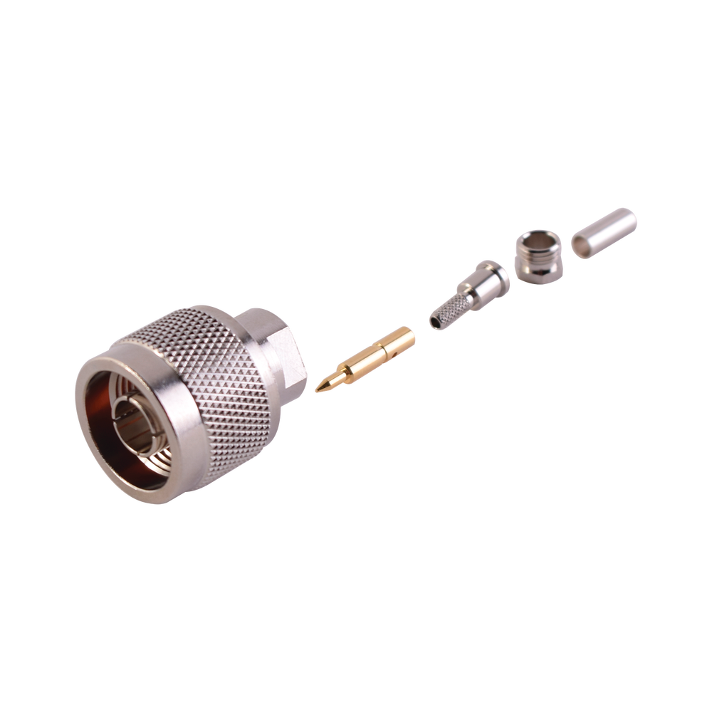 Conector N Macho de anillo plegable para cable RG-174/U, BELDEN 8216.