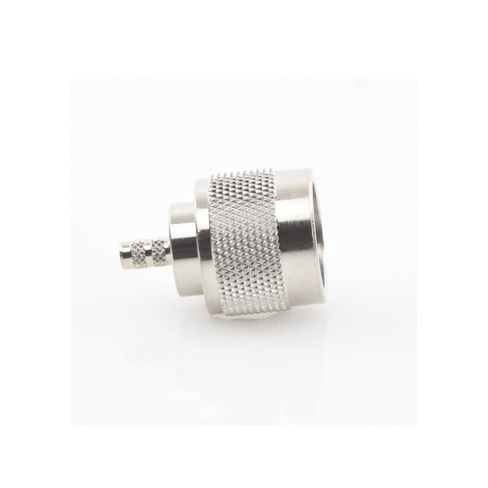 N Male Coaxial Connector with Folding Ring for RG-142/U Cable, Nickel/Gold/Teflon.