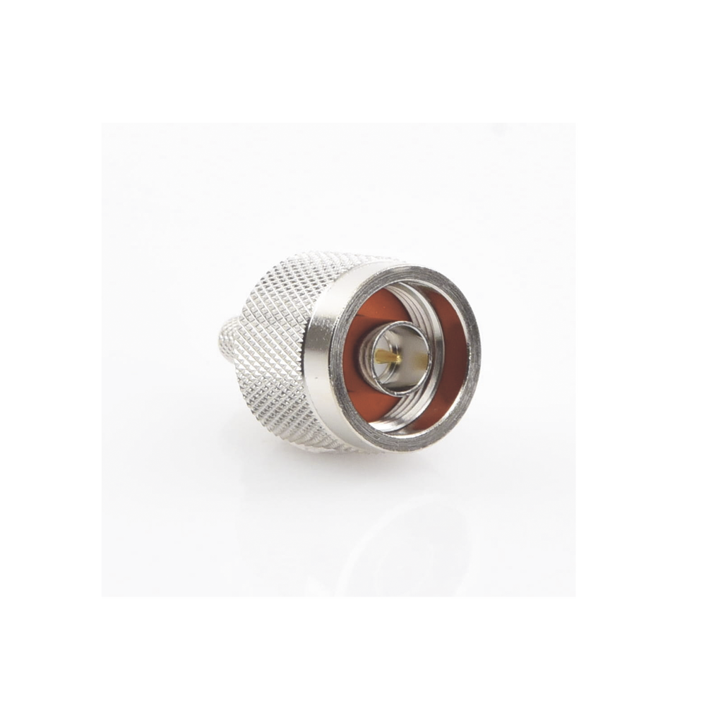 N Male Connector, Folding Ring and Captive Pin for RG-8/X, 9258, LMR-240, Nickel/Gold/Teflon.