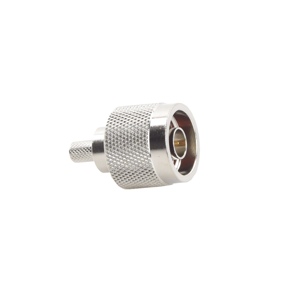 Conector N Macho, Anillo Plegable y Pin Cautivo para RG-8/X, 9258, LMR-240, Níquel/ Oro/ Teflón.