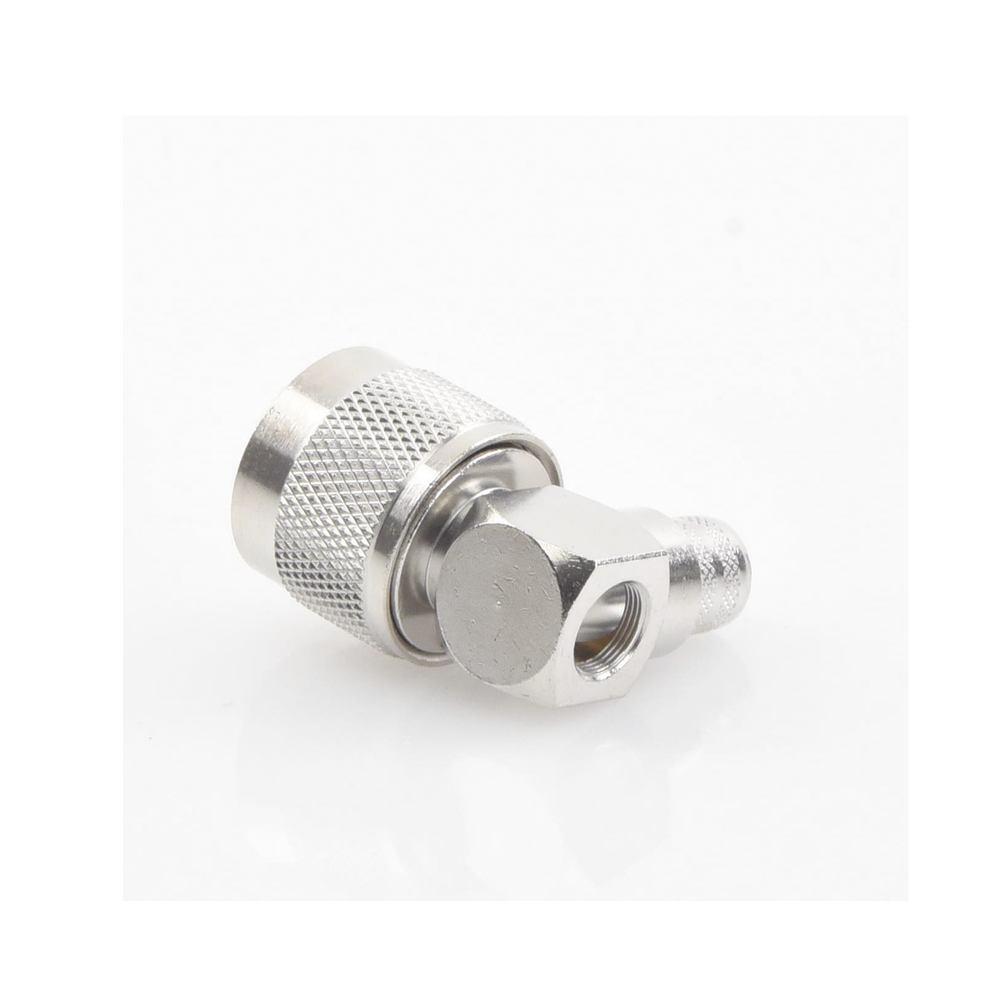 N male connector on A/R folding ring for RG-142/U cable.