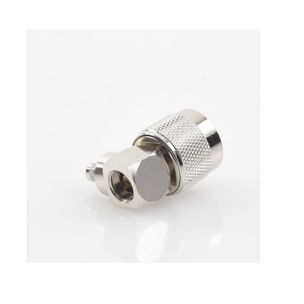 N Male Connector in A/R Folding Ring for RG-8/X, LMR-240 Cables, Nickel/Gold/Teflon.