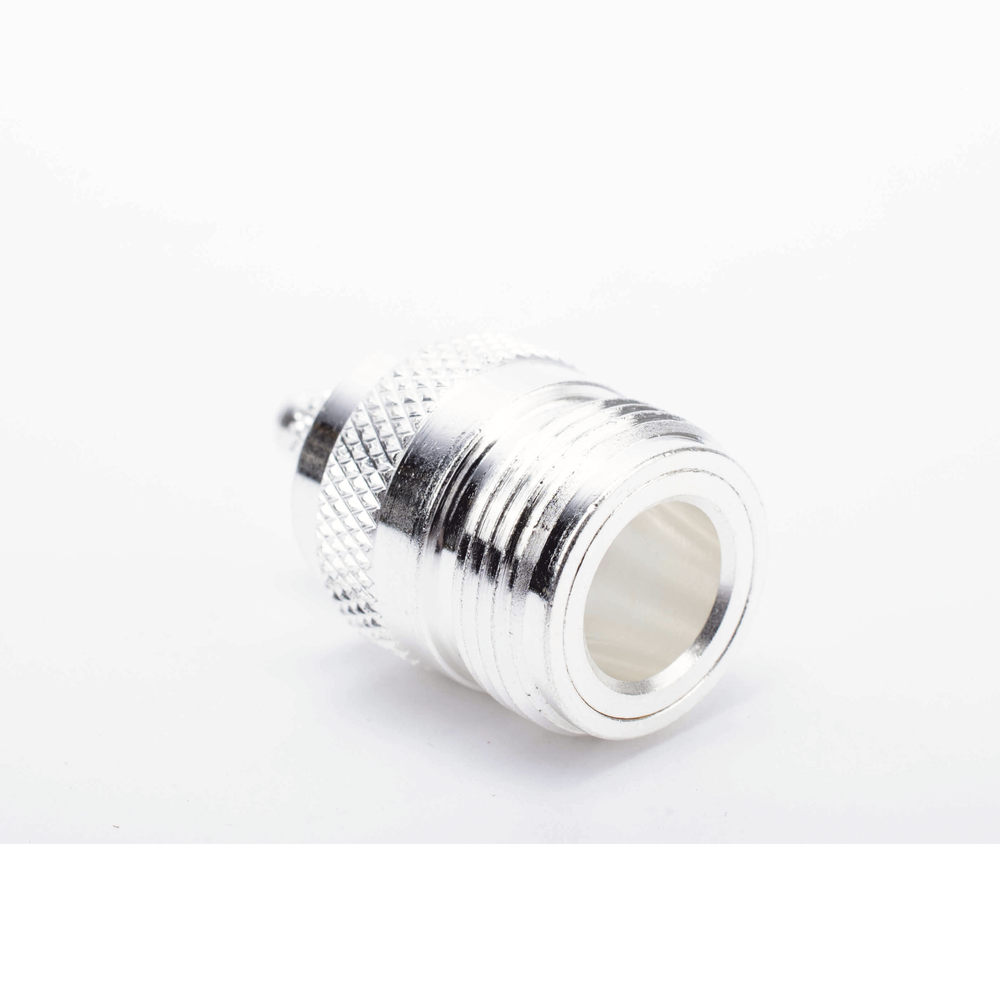 N Female Crimp Ring Connector for RG-58/U Cables, Nickel/Gold/Teflon.