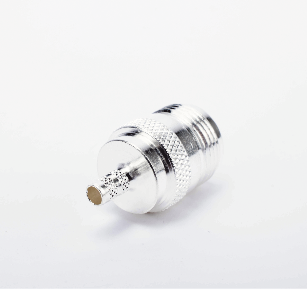 N Female Crimp Ring Connector for RG-58/U Cables, Nickel/Gold/Teflon.