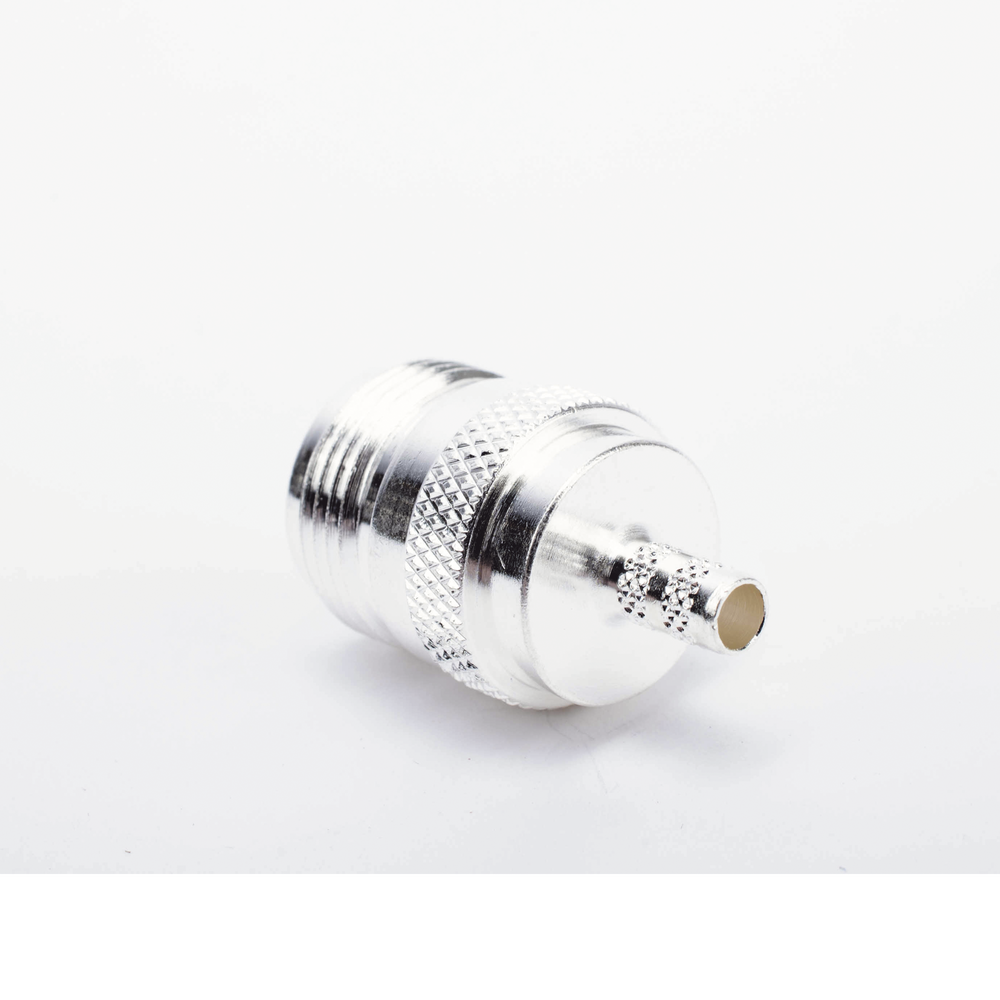 N Female Crimp Ring Connector for RG-58/U Cables, Nickel/Gold/Teflon.