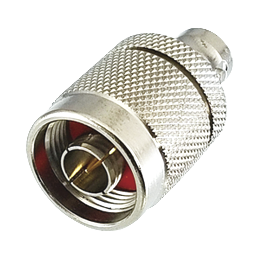 Adaptador en Línea de Conector N Macho a BNC Hembra, Plata/ Oro/ Teflón.