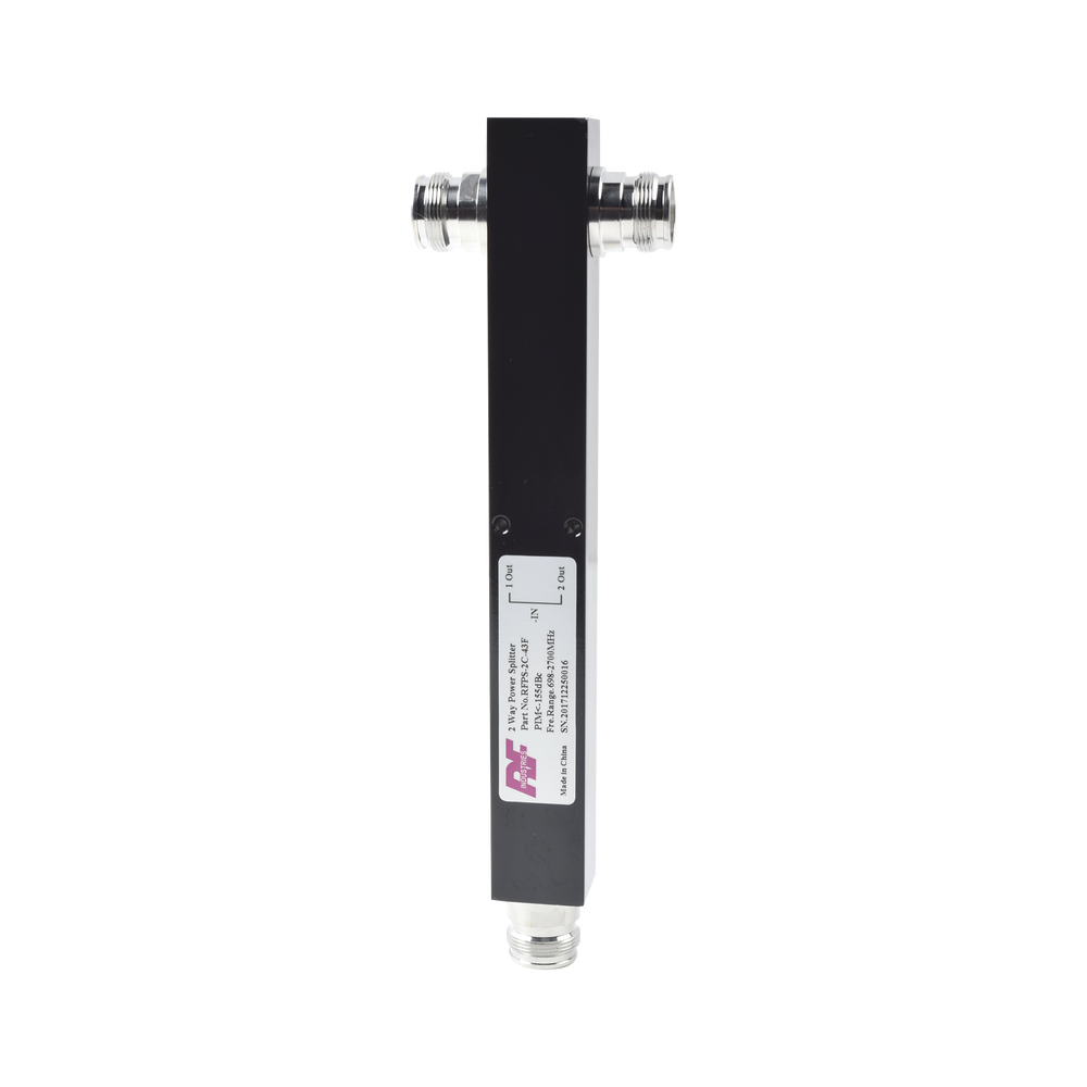 Divisor de Potencia de 1 a 2 Vías para 698-2700 MHz, 500 Watt, Conectores 4.3-10 Hembra.