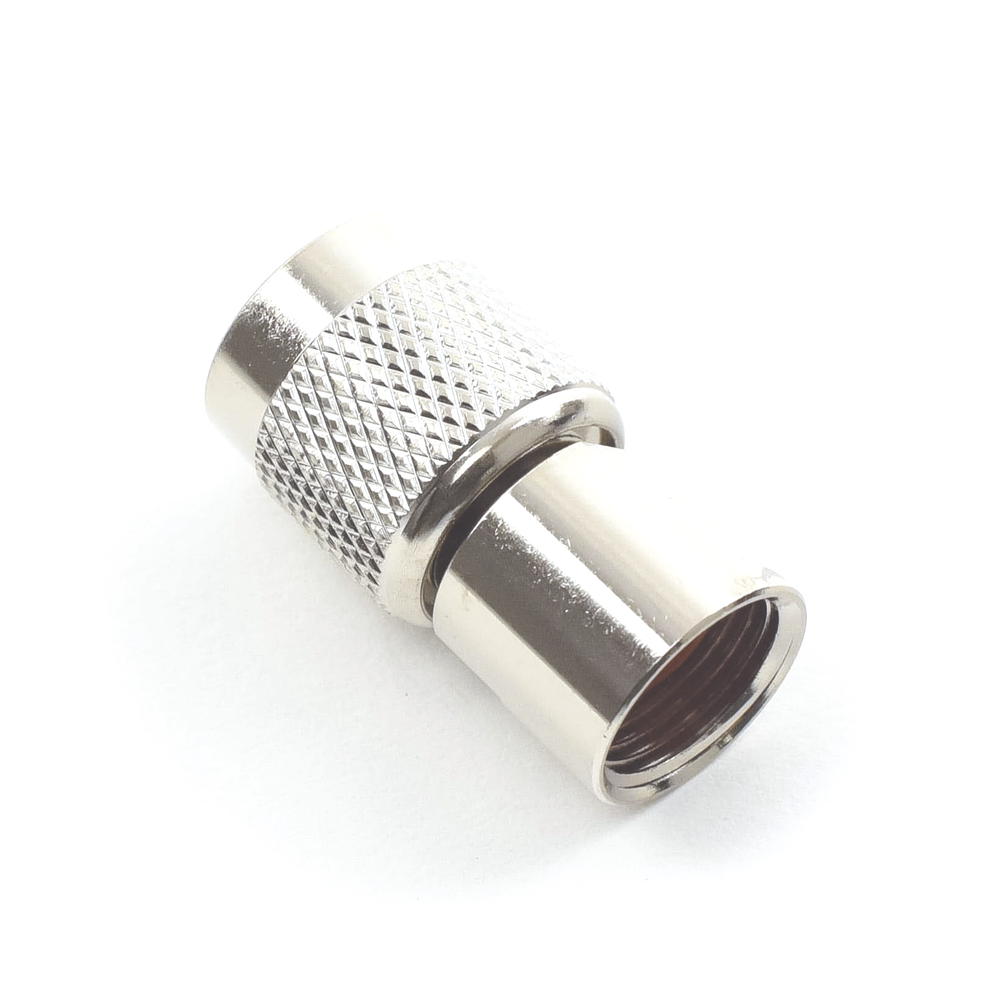 TNC Male Threaded Connector for RG-8/X, LMR-240 Cables, Nickel/Gold/Teflon.