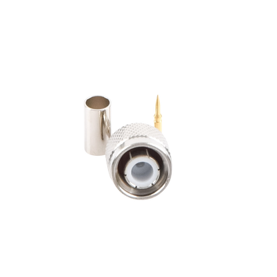 Conector TNC Macho de Anillo Plegable para Cables RG-58/U, RG-142/U, LMR-195, Níquel/ Oro/ Teflón.