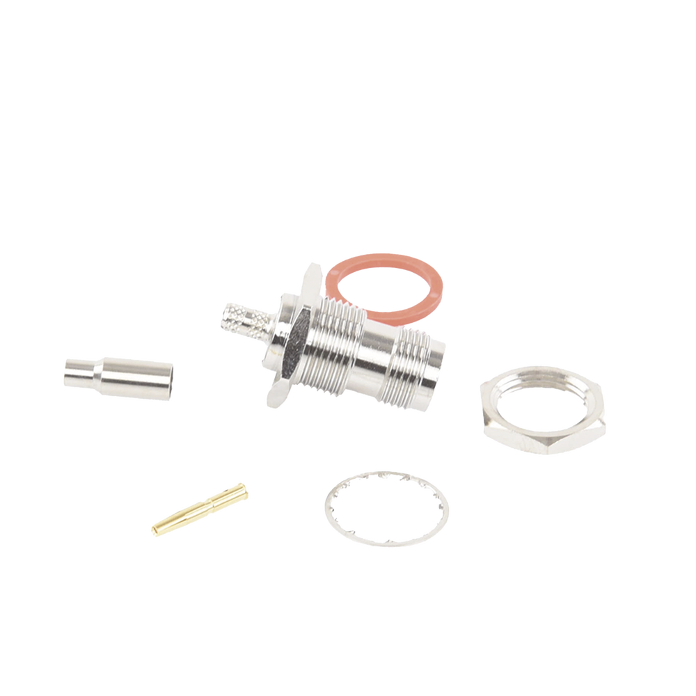 TNC Female Chassis Mount Flat D-Type Connector with Fold-Down Ring for RG-174/U, 8216.