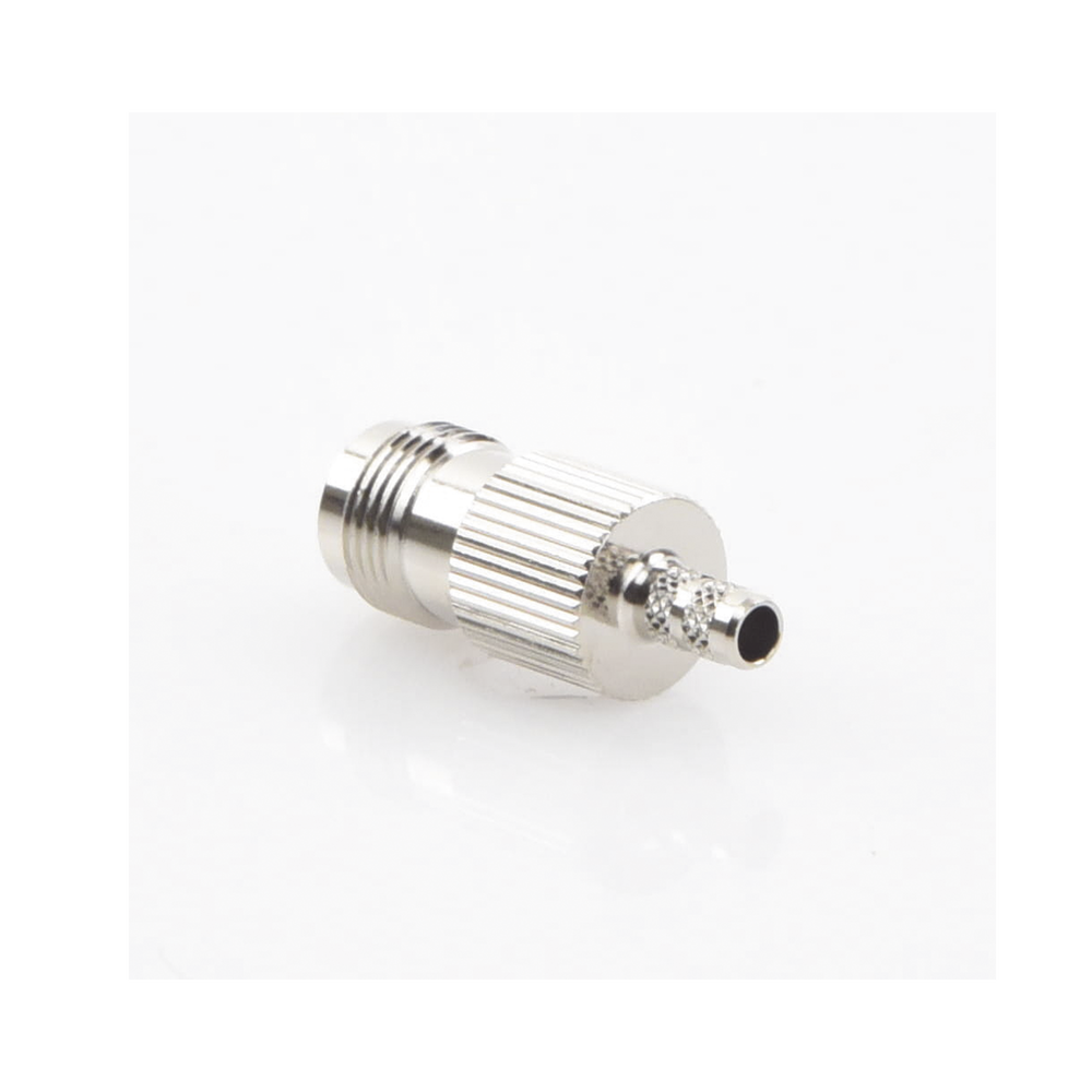TNC Female Crimp Connector for RG-58/U, RG-142/U Cables, Nickel/Gold/Delrin.