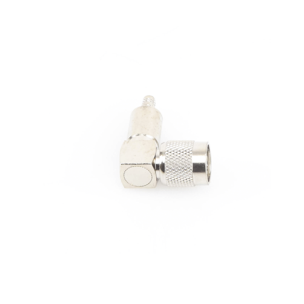 TNC Male Right Angle Connector for RG-58/U, LMR-195 Cable Nickel/Gold/Teflon.
