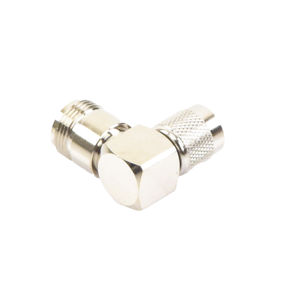 Adaptador en Ángulo Recto de Conector TNC Macho a N Hembra, Níquel/ Oro/ Teflón.