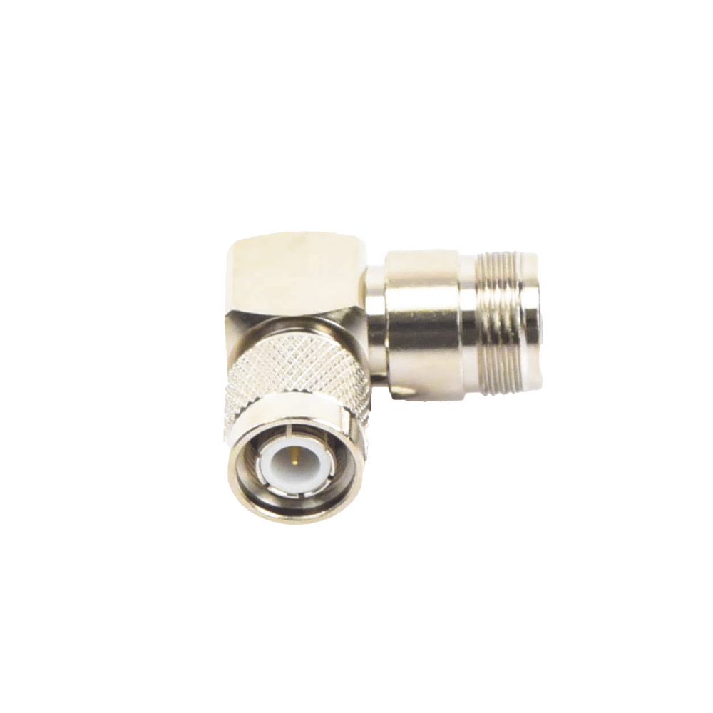 Adaptador en Ángulo Recto de Conector TNC Macho a N Hembra, Níquel/ Oro/ Teflón.