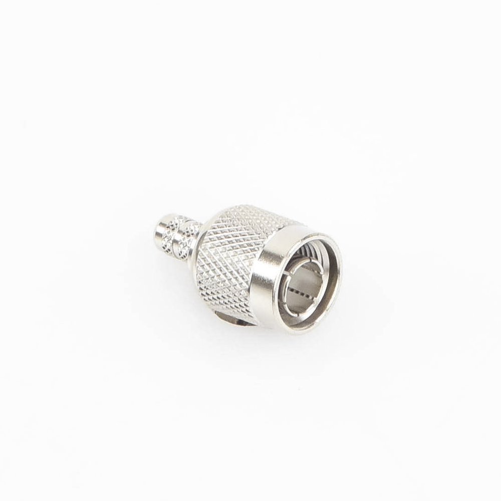 TNC Male Crimp Connector for RG-59/U Cable, Group D, Nickel/Gold/Delrin.