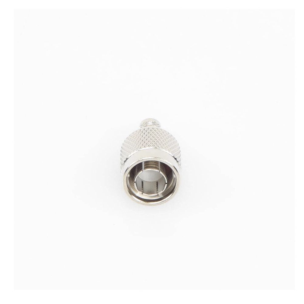 TNC Male Crimp Connector for RG-59/U Cable, Group D, Nickel/Gold/Delrin.