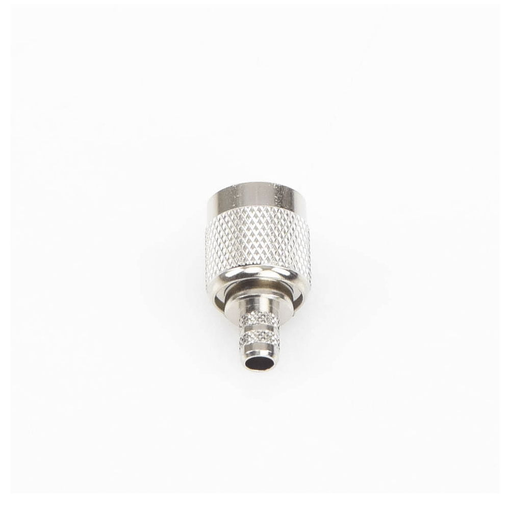 TNC Male Crimp Connector for RG-59/U Cable, Group D, Nickel/Gold/Delrin.