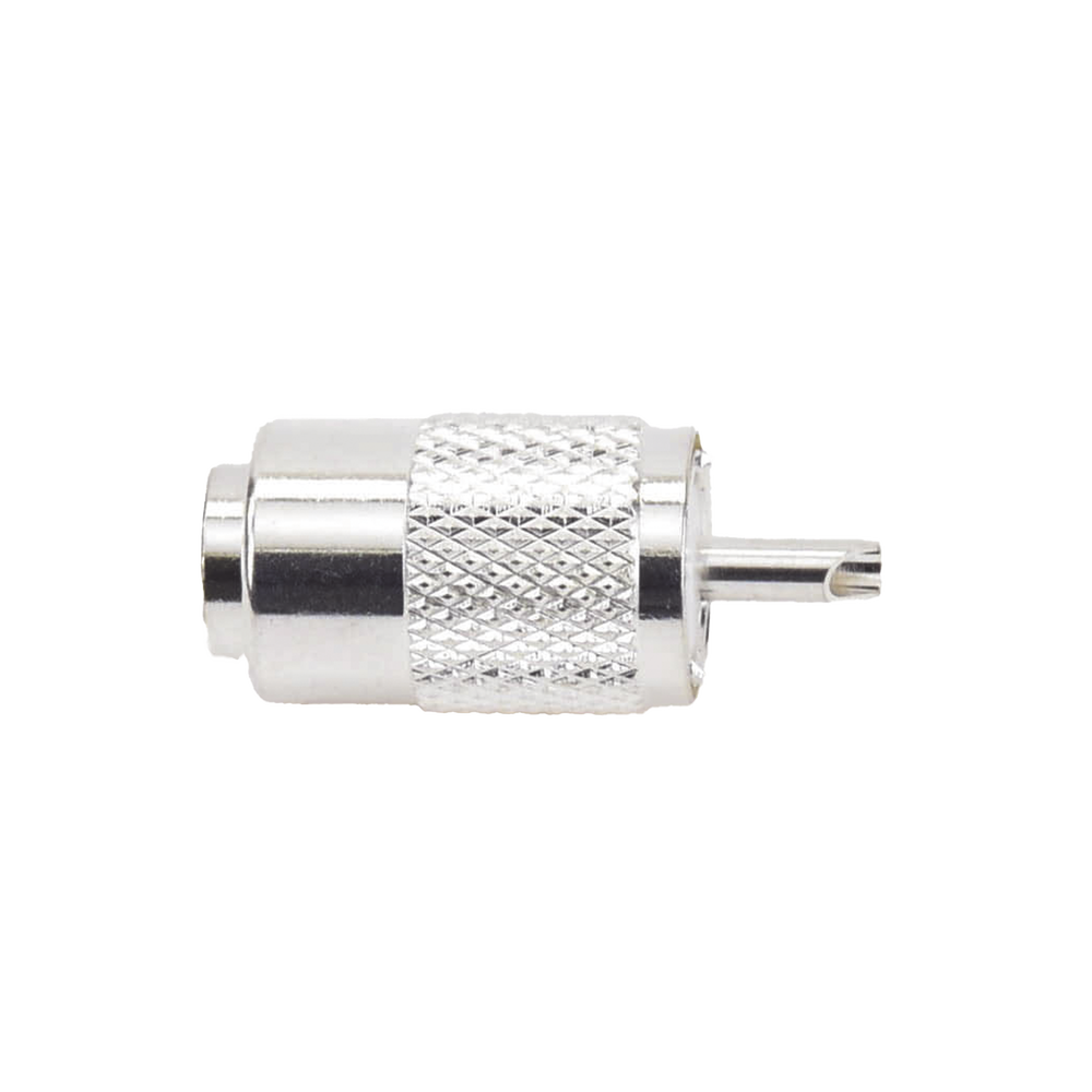 Conector UHF Macho (PL-259) para Cables RG-8/U, RG-8U-SYS, 8237, 8267, 8268, 9913, CTN-400, 7810, 8214, 7810A, RFLASH-1113, LMR-400, Plata )/ Plata/ Teflón.