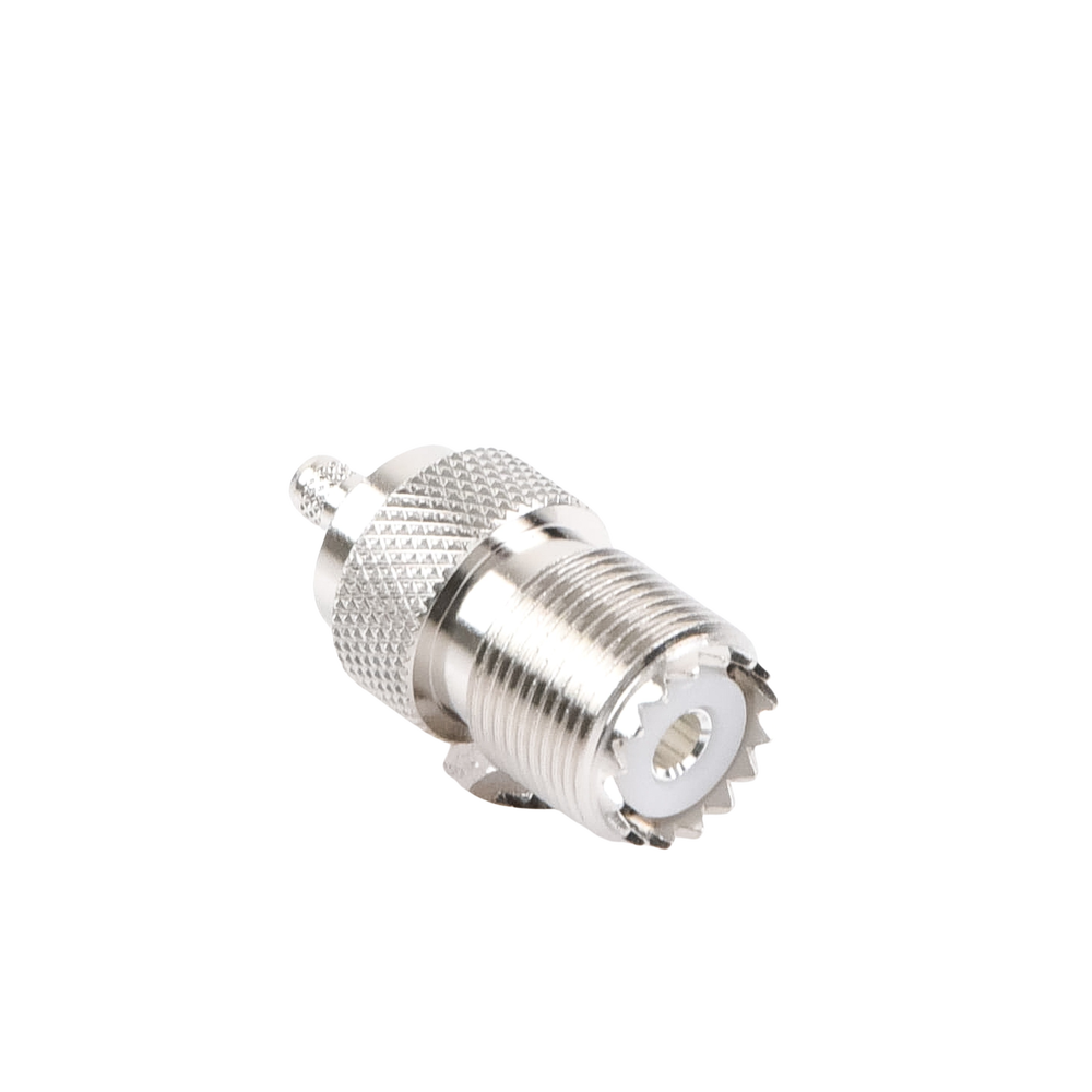 UHF Female (SO-239) In-Line, Fold-Over Ring Connector for RG-58/U, RG-142/U Cable, Nickel/Silver/Delrin.