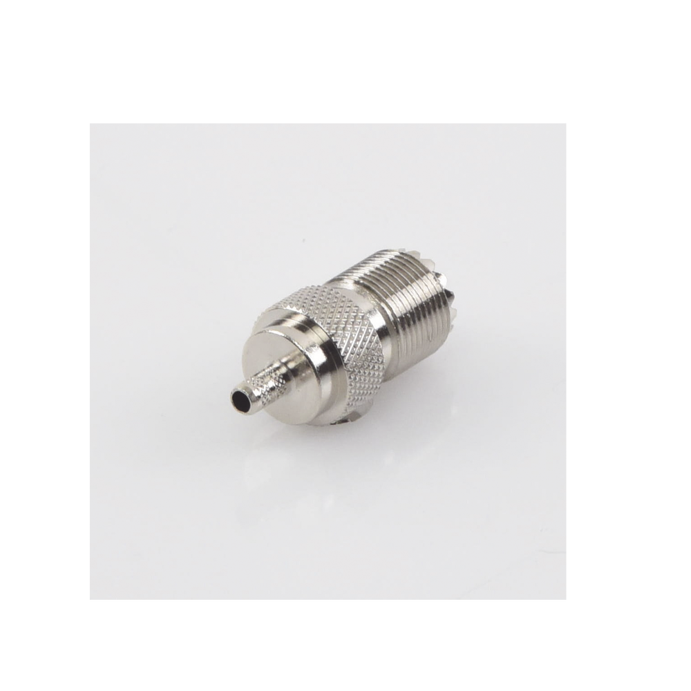 UHF female (SO-239) collapsible ring connector for RG-58/U, RG-142/U cable.