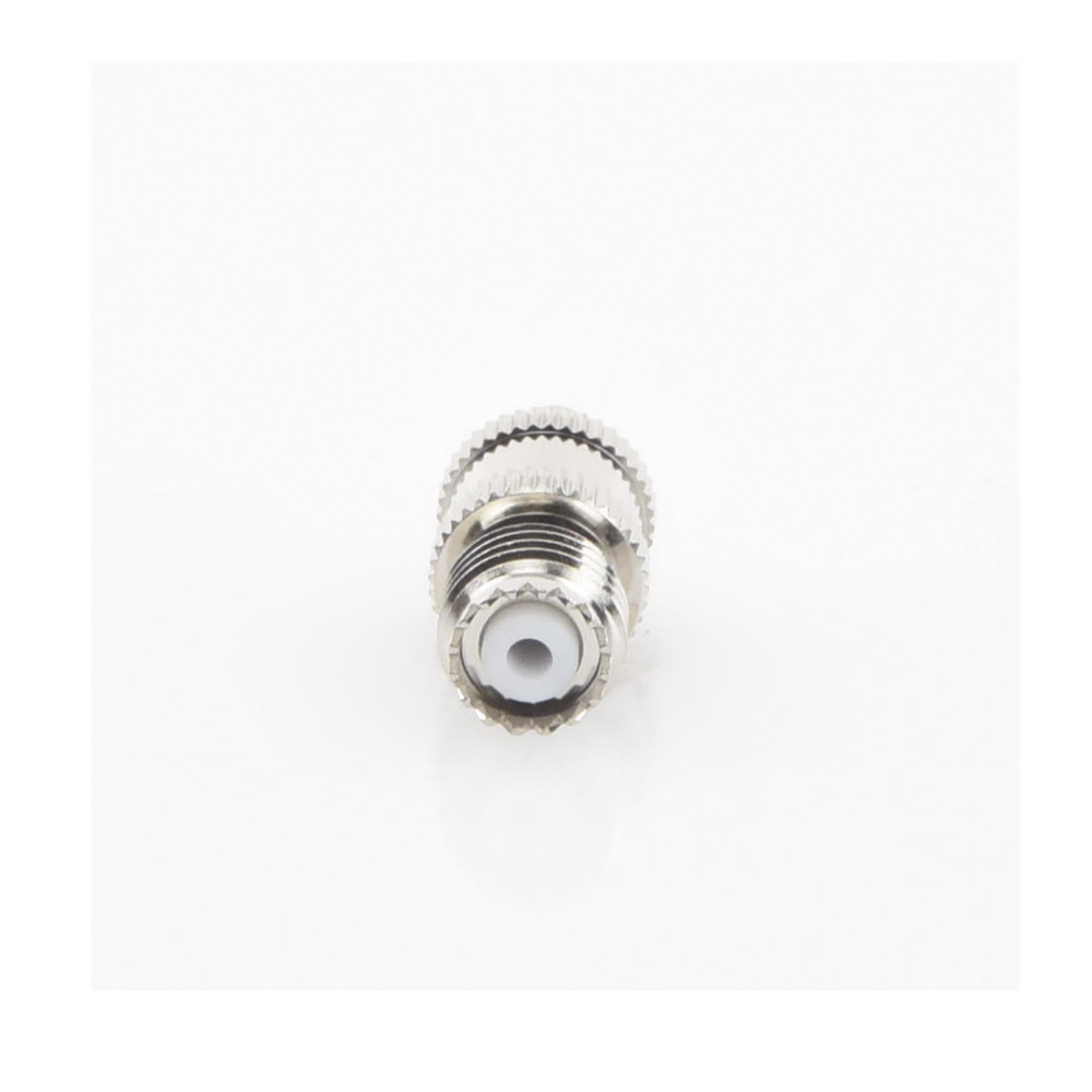 Mini UHF Female Crimp Connector on RG-58/U, RG-142/U Cables, Nickel/Silver/Delrin.