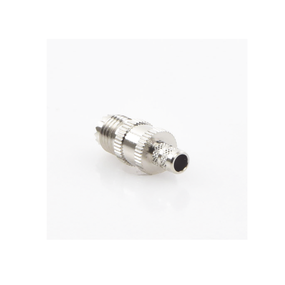 Mini-UHF Female In-Line Connector, Folding Ring for RG-8/X, 9258, LMR-240 Coaxial Cable, Nickel/Silver/Teflon.
