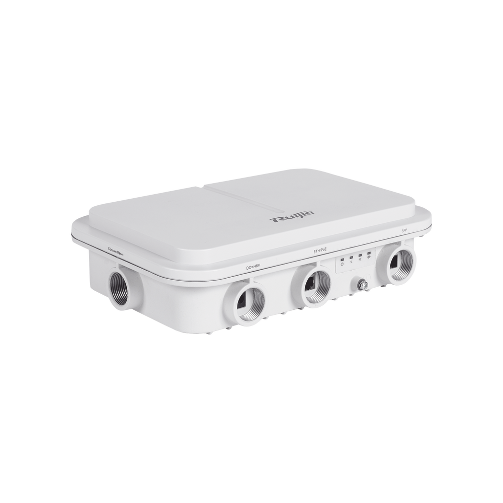 RG-AP680(CD), Punto de Acceso Inalámbrico Exterior de Alta Potencia y Doble Radio Wi-Fi 6 de 2.402 Gbps, Puerto Óptico de 1 Gbps