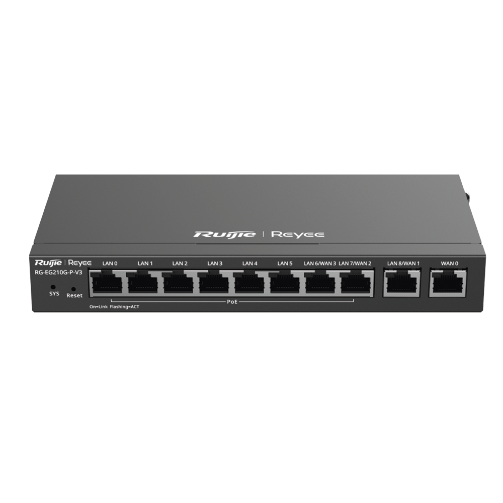 Gateway PoE para 200 usuarios, 10 puertos, 600Mbps, hasta 2 servicios WAN, portal cautivo, bloqueo de aplicaciones, tuneles virtuales