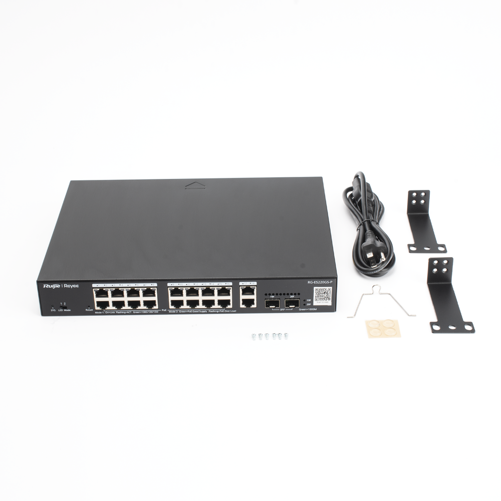 20-Port Gigabit Cloud Managed L2 PoE Switch, 16 PoE+, 2 Gigabit RJ45 Ports, 2 SFP Ports, 250W, IP Camera Recognition, Unique Value for CCTV Network