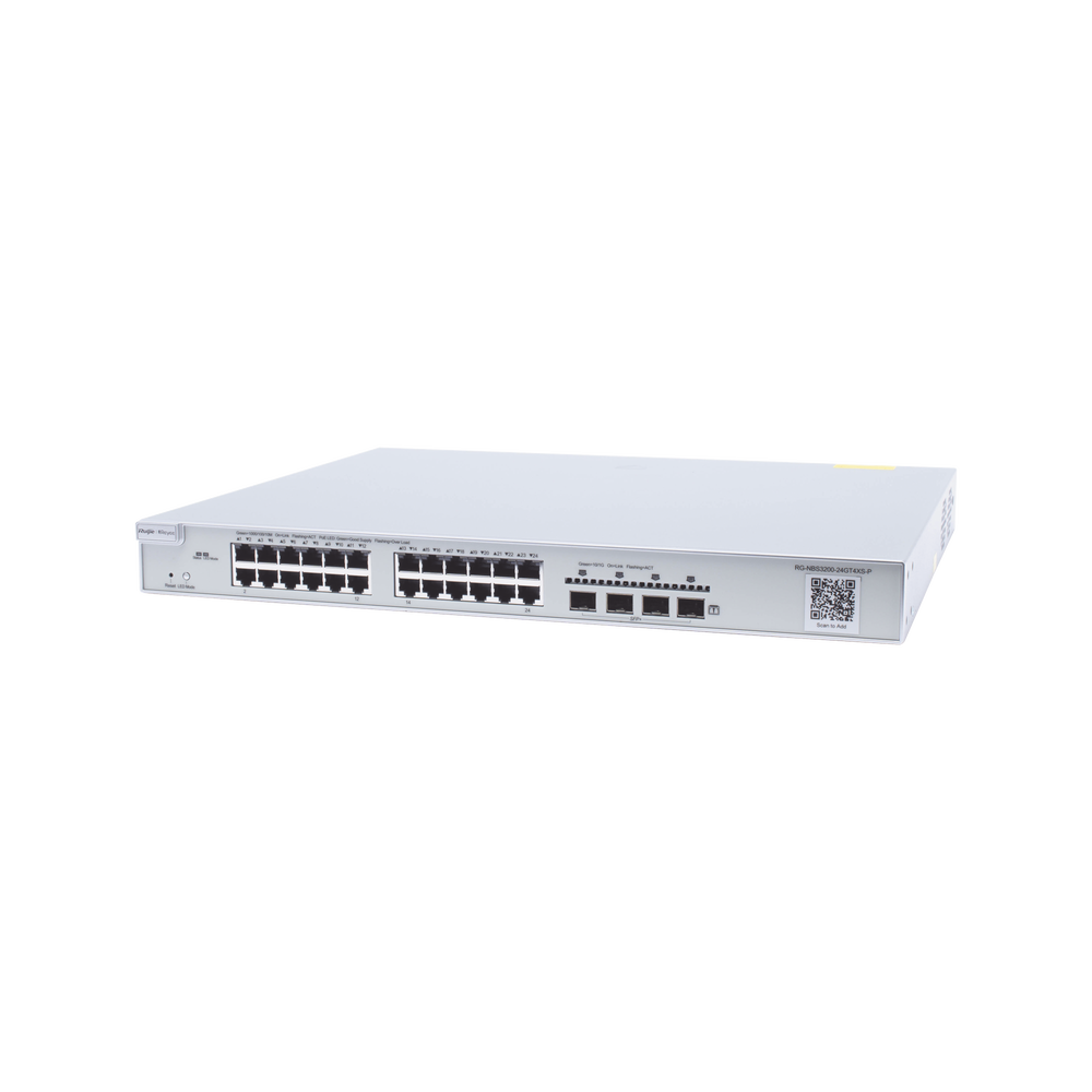 RG-NBS3200-24GT4XS-P, 24-Port Gigabit Layer 2 Cloud Managed PoE Switch, 4 * 10G SFP+ Uplink, 370W