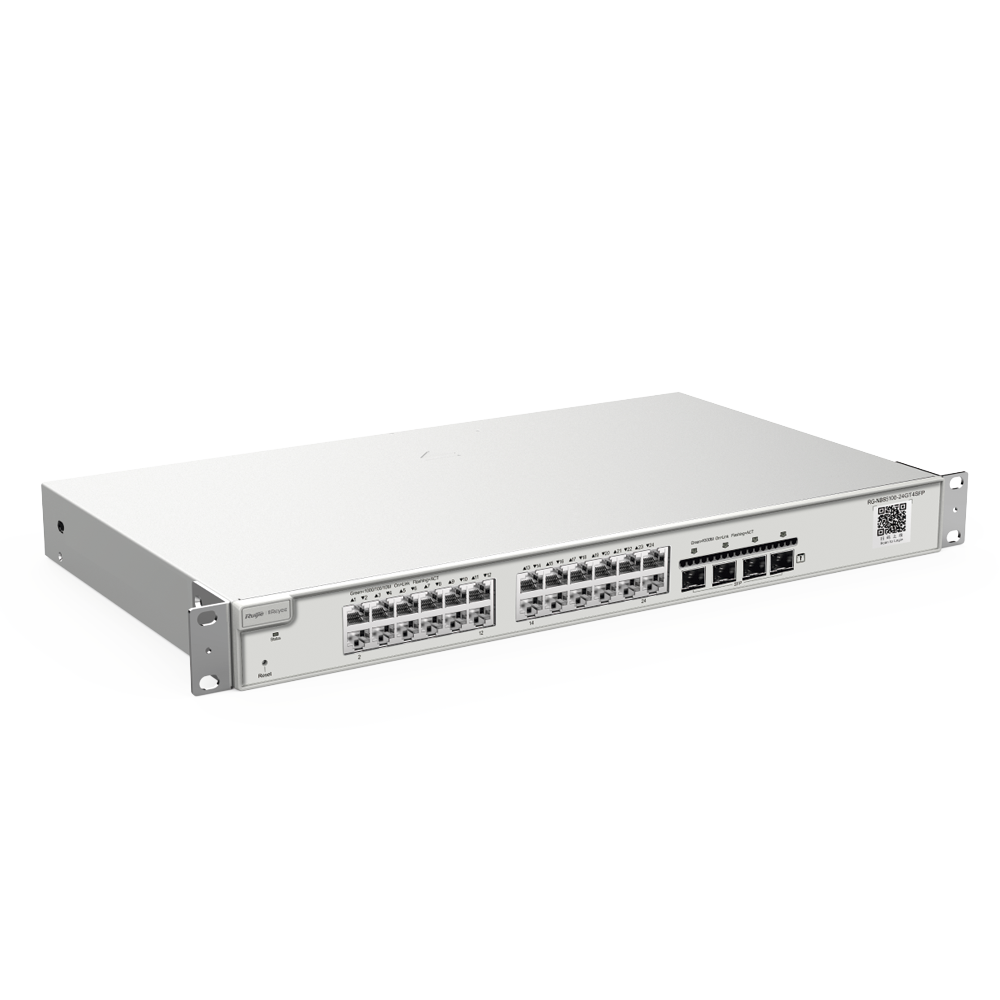 28-Port Gigabit Non-PoE Layer 3 Switch, 24 10/100/1000Base-T Ports, and 4 SFP Uplink Ports