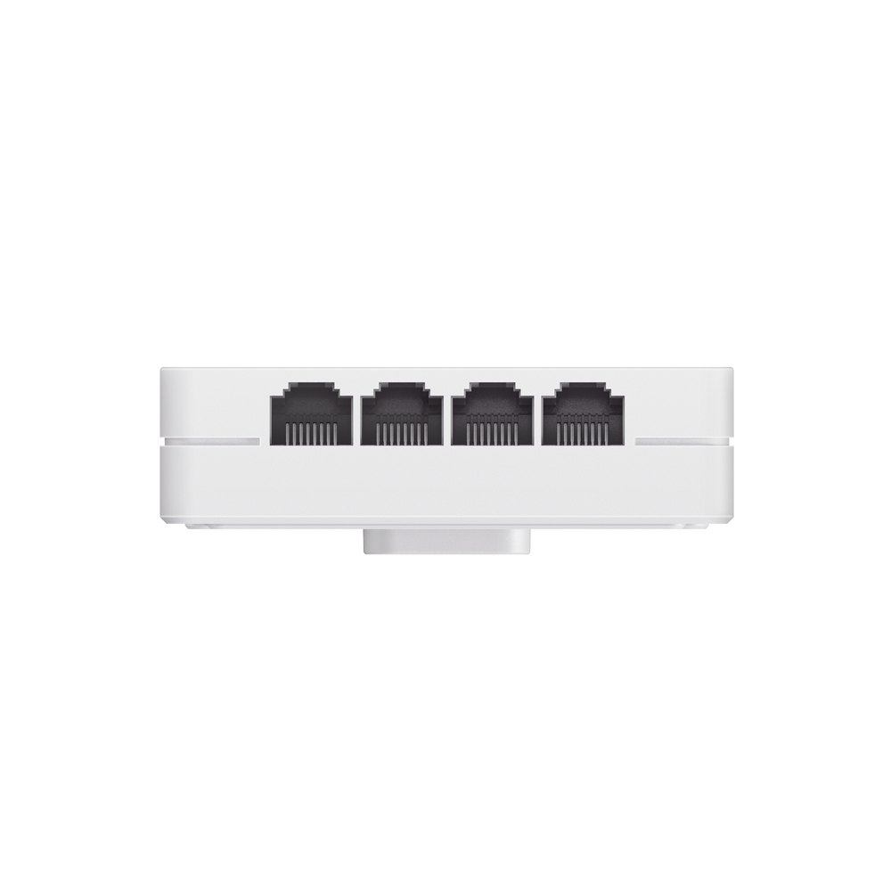 Punto de acceso Wi-Fi 6 de pared para interior 360°, doble banda, 2976 Mbps, 4 puertos GE downlink + 1 puerto GE uplink, hasta 512 usuarios, portal cautivo standalone, compatible con reyee mesh
