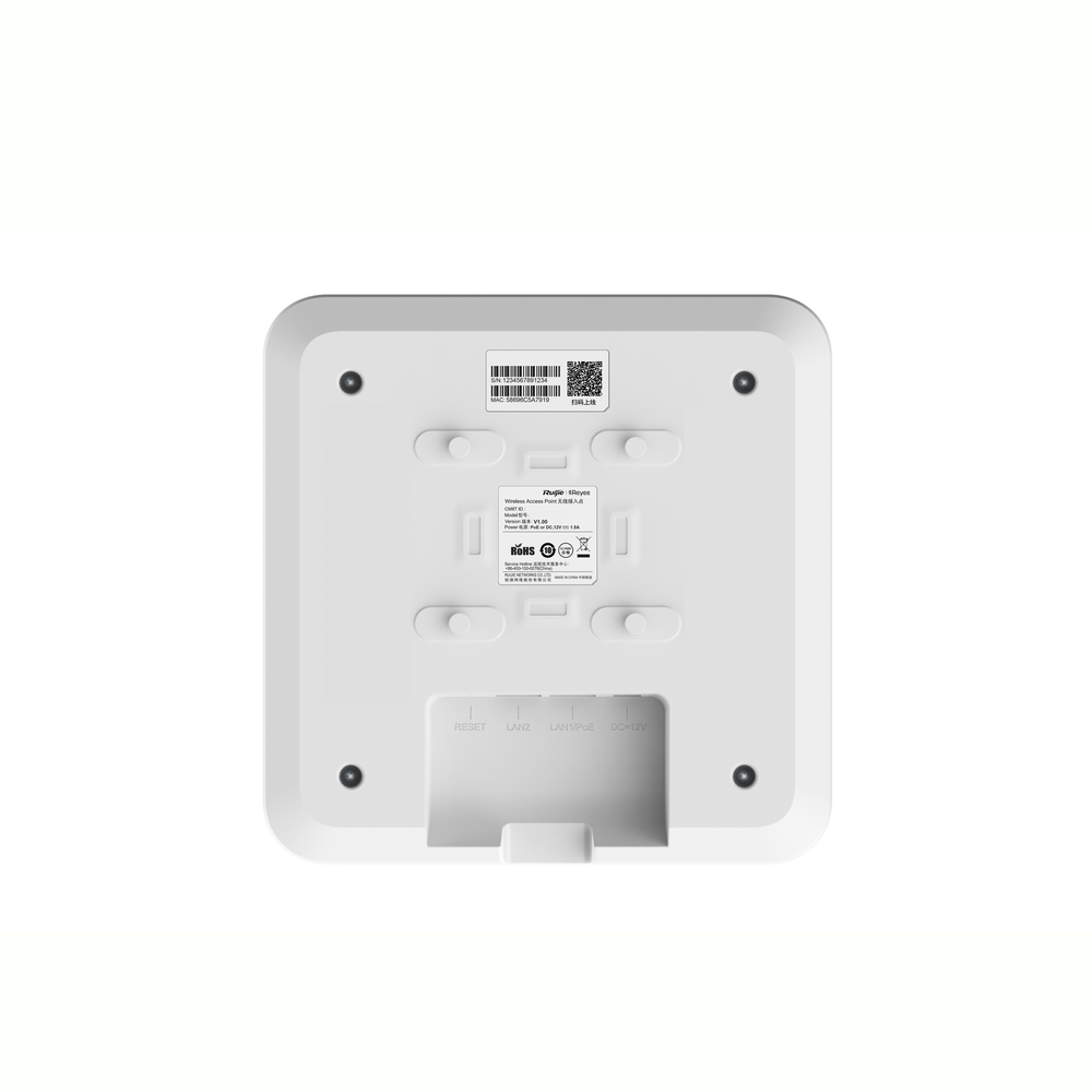 360° Indoor Ceiling Wi-Fi 6 Access Point, Dual Band, 1775 Mbps, Up to 512 Users, 2 GE Ports, Standalone Captive Portal, Supports Mesh